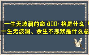 一生无波澜的命 🌷 格是什么「一生无波澜、余生不悲欢是什么意思 🐺 」